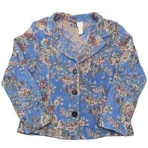 CMC Vintage Cottagecore Floral Tapestry Jacket Womens XXL Made USA Blue